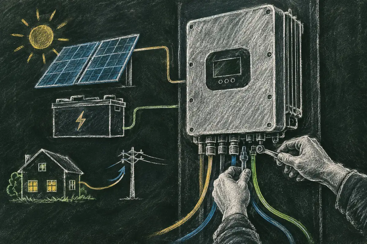 Дисплей инвертора Deye SUN 6K с меню настроек