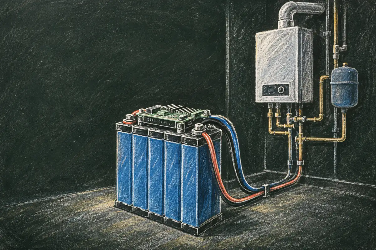 Литиевая батарея LiFePO4 рядом с газовым котлом